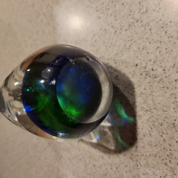 Distressed Vintage Murano Sumerso Glass Paperweight 5.25" - Picture 5 of 8